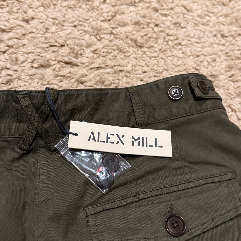 NWT Alex Mill Men's Flat Front Pant in Chino Military Olive Size 34 Waist - Picture 6 of 7